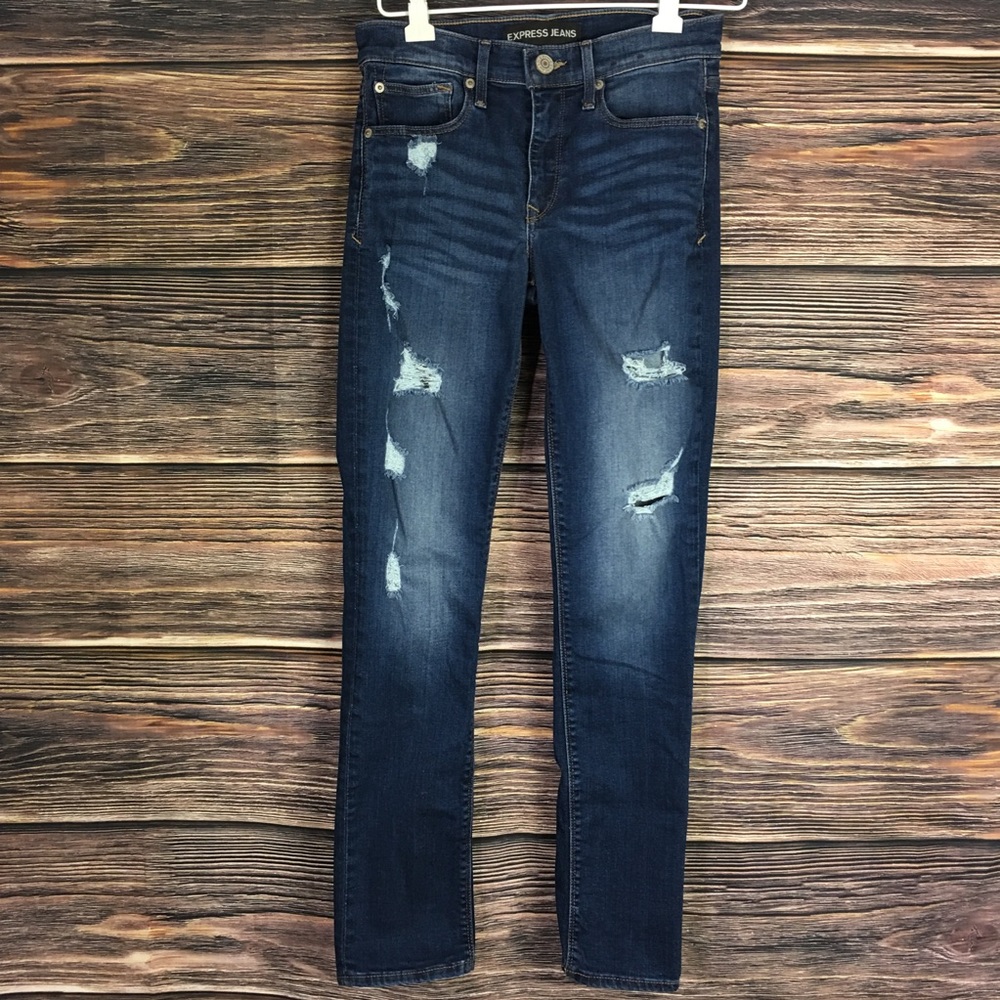 EXPRESS Jeans cropped skinny mid rise 4 dark denim